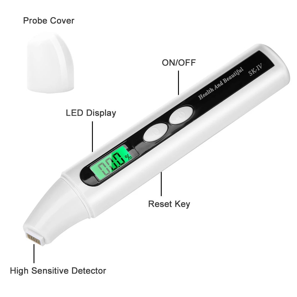 Skin Moisture Detector 0~99.9% Digital LCD Skin Face Moisture Oil Analyzer Monitor Tester Detector Skin Oil Tester Skin Tester