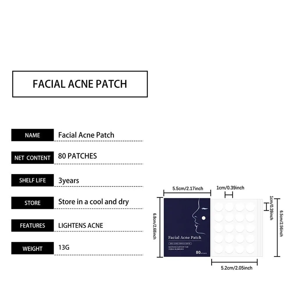 80Pcs Face Acne Patch Invisible Skin Care Pimple Acne Patches Anti-Inflammatory Healing Absorbing Spot Sticker Covering Acne