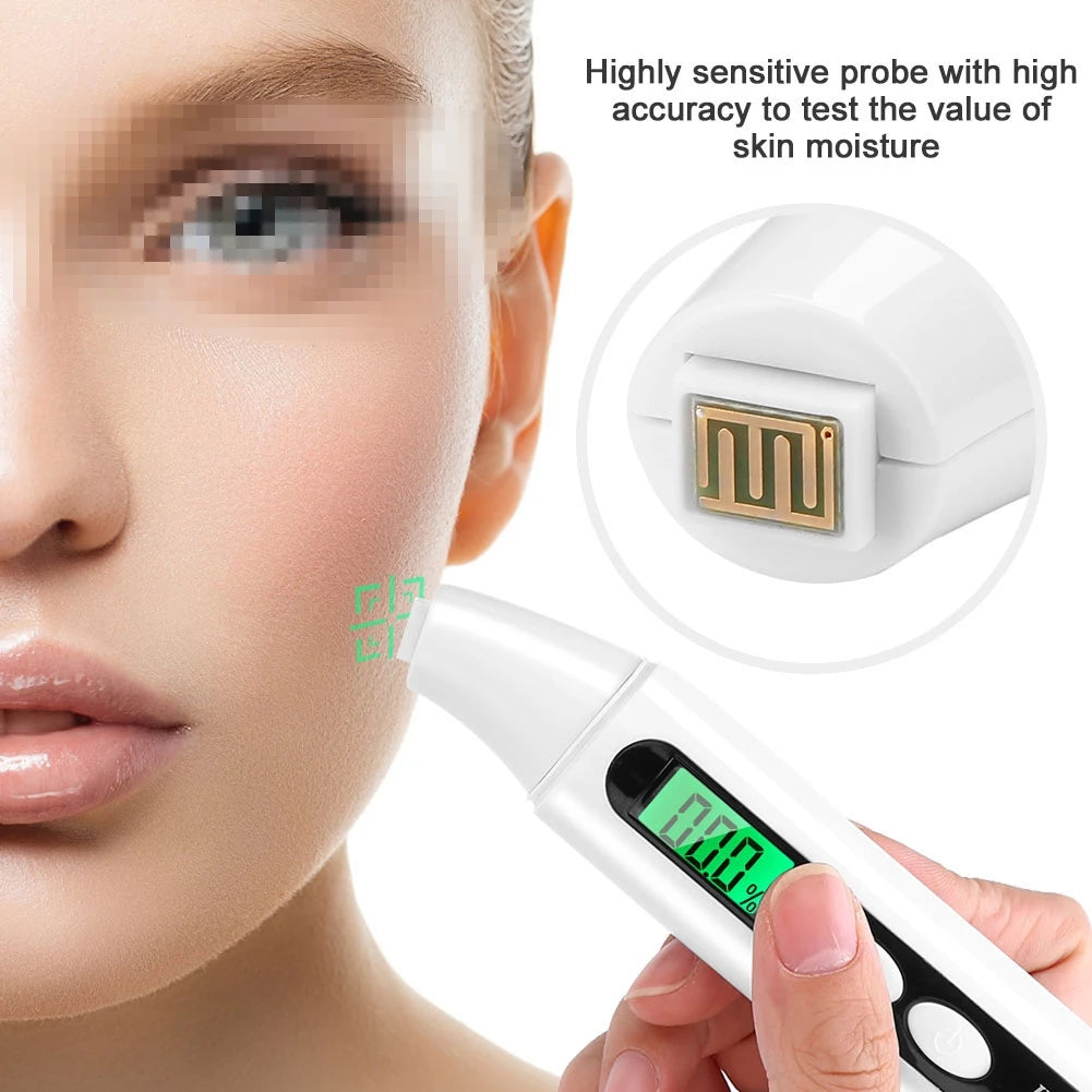 Skin Moisture Detector 0~99.9% Digital LCD Skin Face Moisture Oil Analyzer Monitor Tester Detector Skin Oil Tester Skin Tester