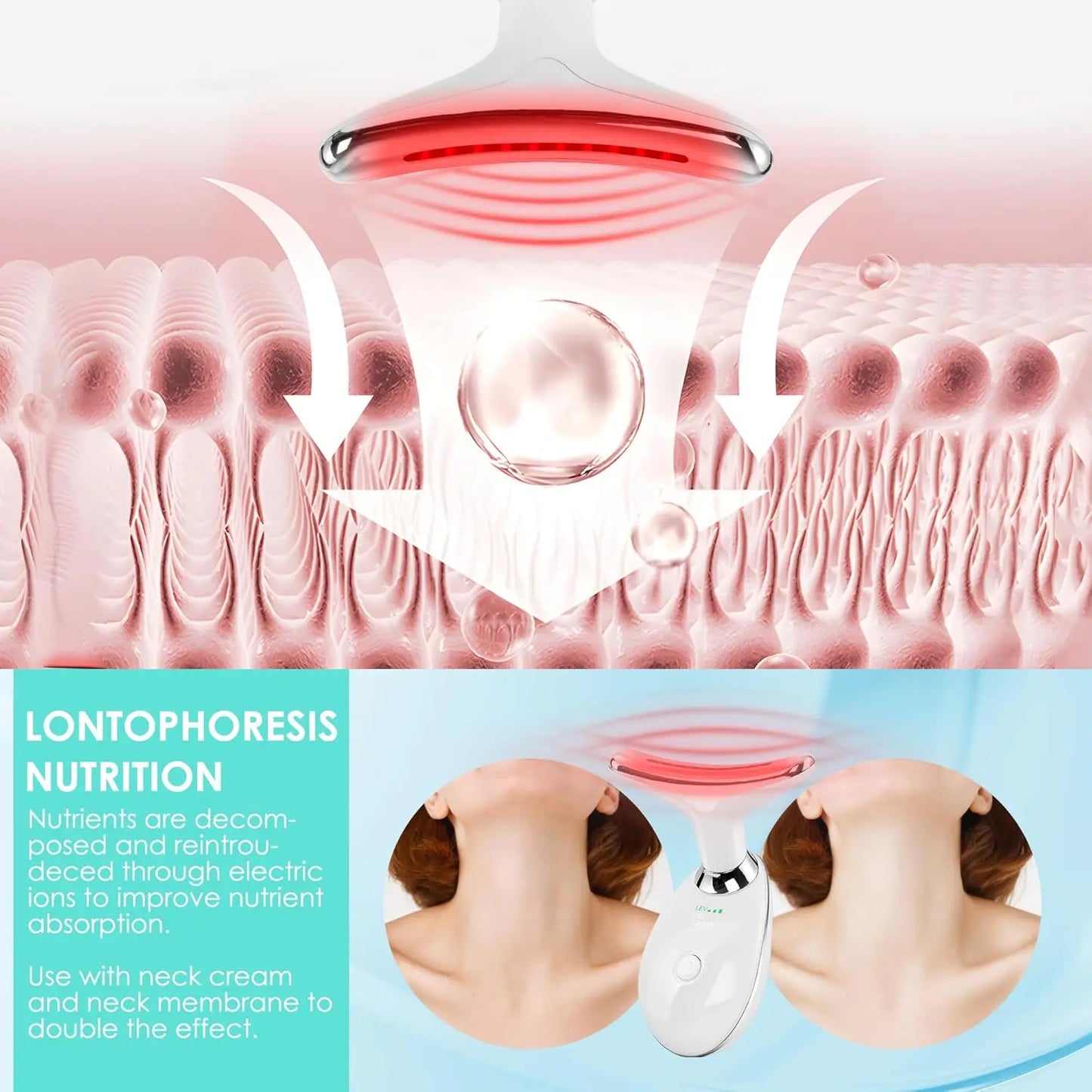 Facial Massager Red Light Beauty Device for Face and Neck Face Sculpting Wand with 7 Color LED Photon Skin Care Tool Ideal Gift